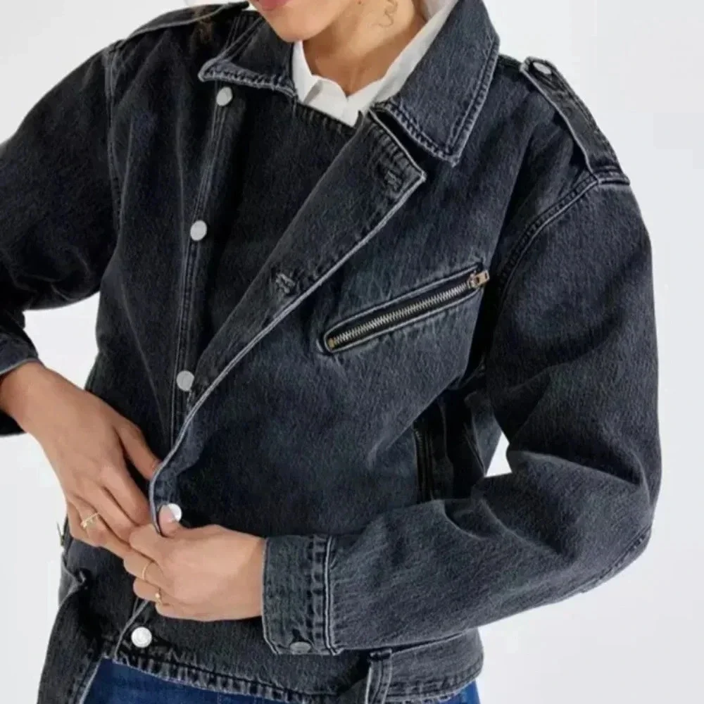ETICA Malloy Moto Jacket in Black Ice Size Medium NWT New Revolve